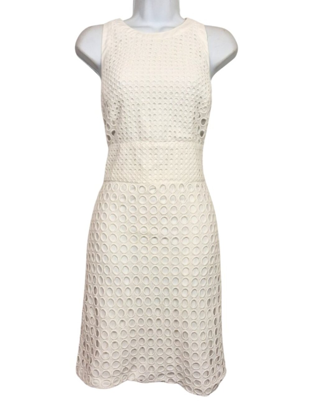 BANANA REPUBLIC Eyelet Dress White Sleeveless 8 Medium